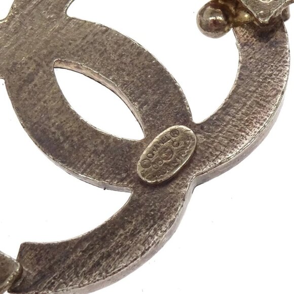 Chanel Silver Chain Belt Artificial Pearl Rhinestone Small Good - Picture 4 of 4